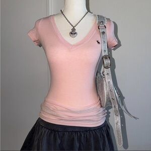 Abercrombie & Fitch Pink Fitted Ribbed T-Shirt
